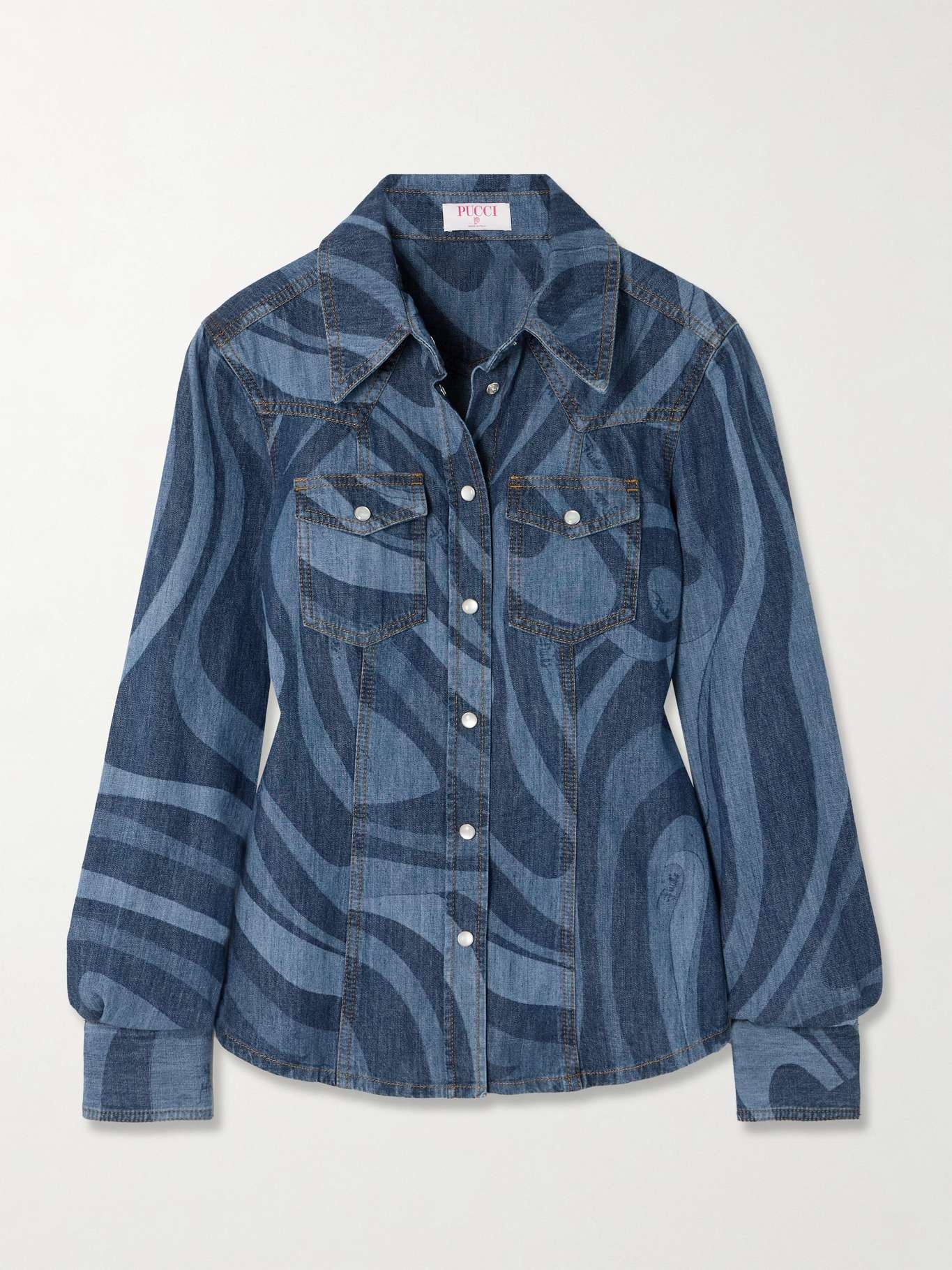 Printed denim shirt - 1