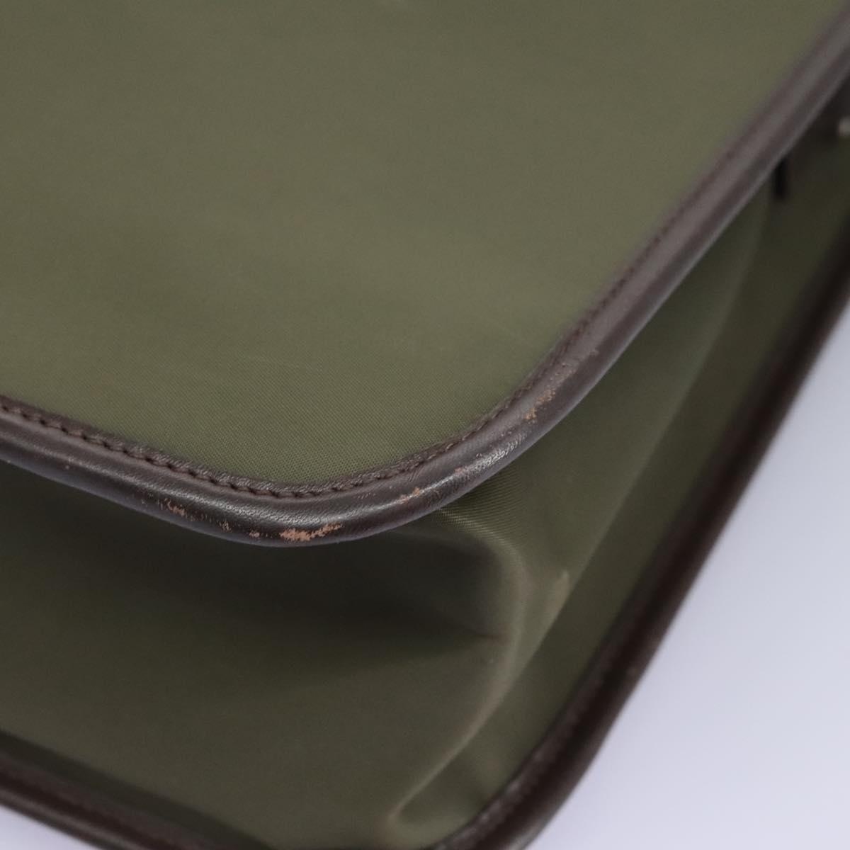 Burberry Hand Bag Nylon Leather Khaki Brown Silver - 11