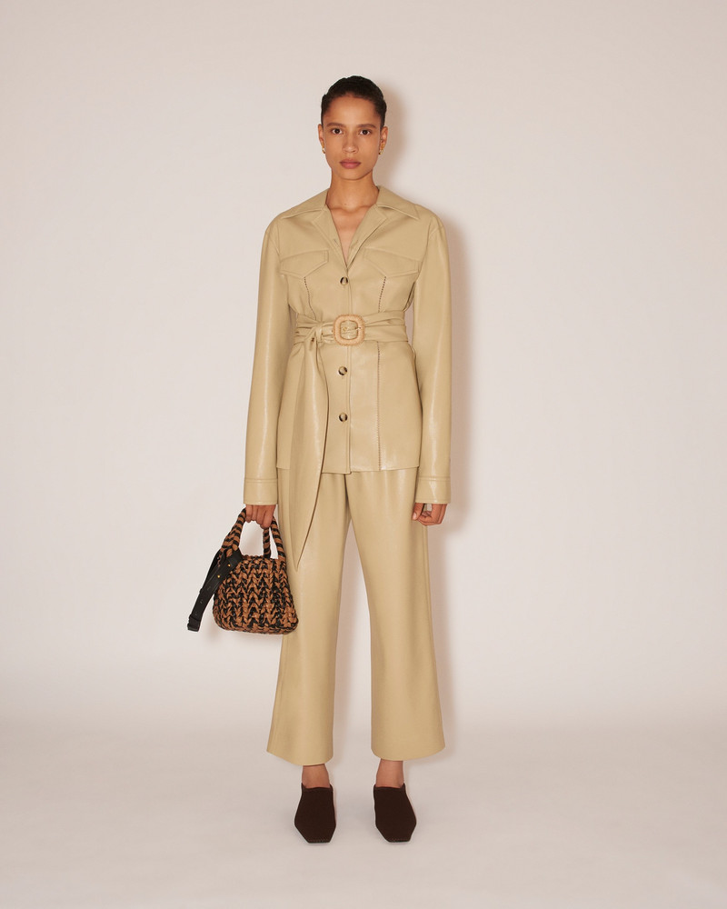 Nanushka GANIT - Vegan leather shirt jacket - Pebble outlook
