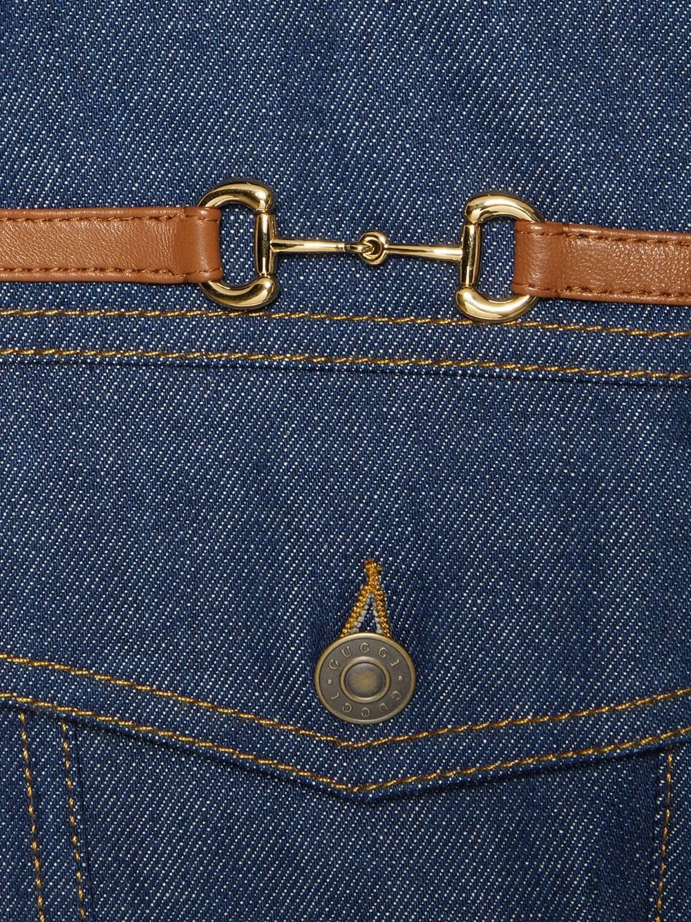 Horsebit detail washed denim jacket - 2