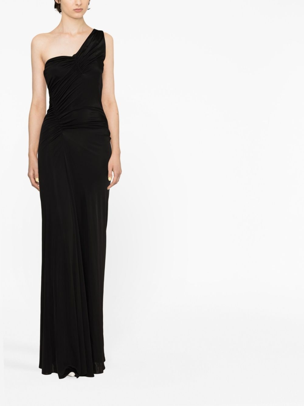 one-shoulder ruched dress - 2