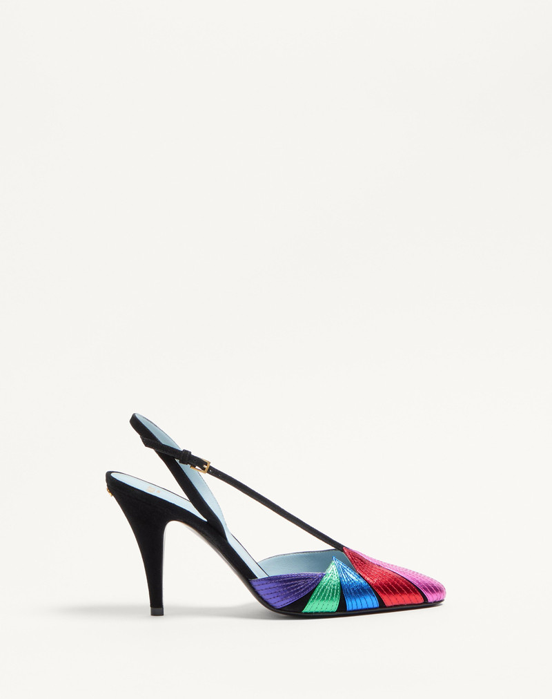 FOLIEFOLIAGE SUEDE SLINGBACK PUMP 90MM - 1