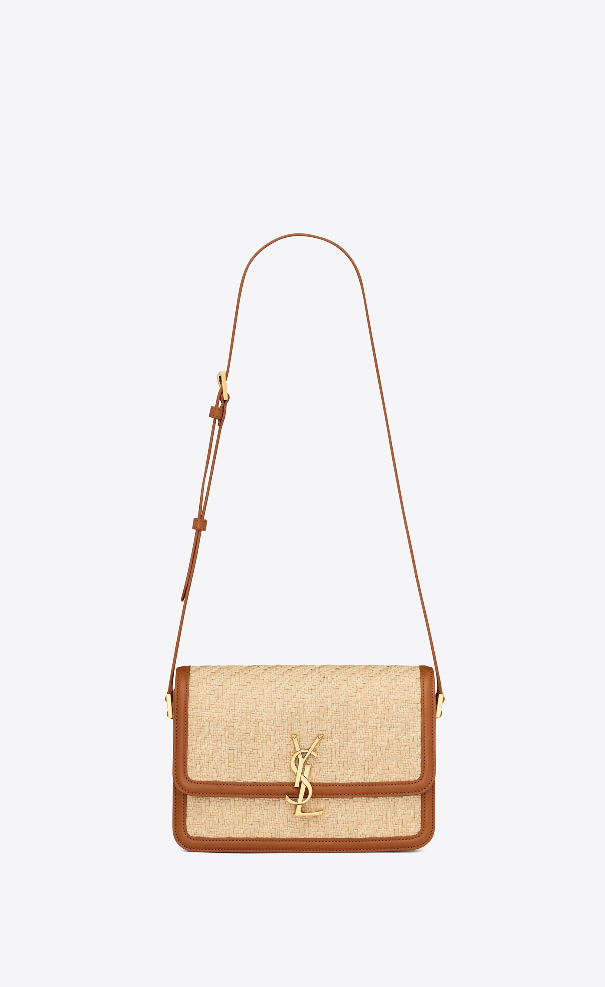 Solferino medium in raffia and vegetable-tanned leather - Saint Laurent