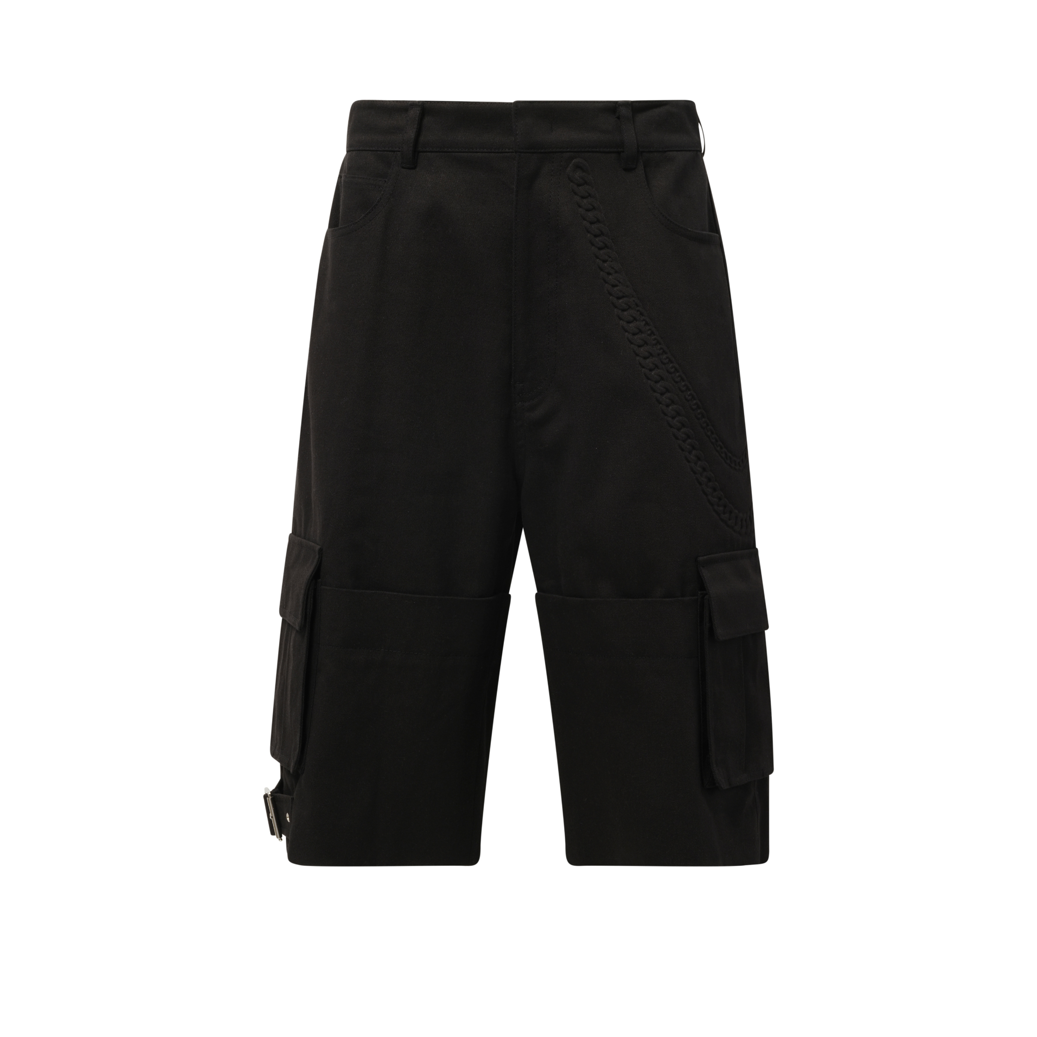 Chain Embossed Shorts in Black - 2