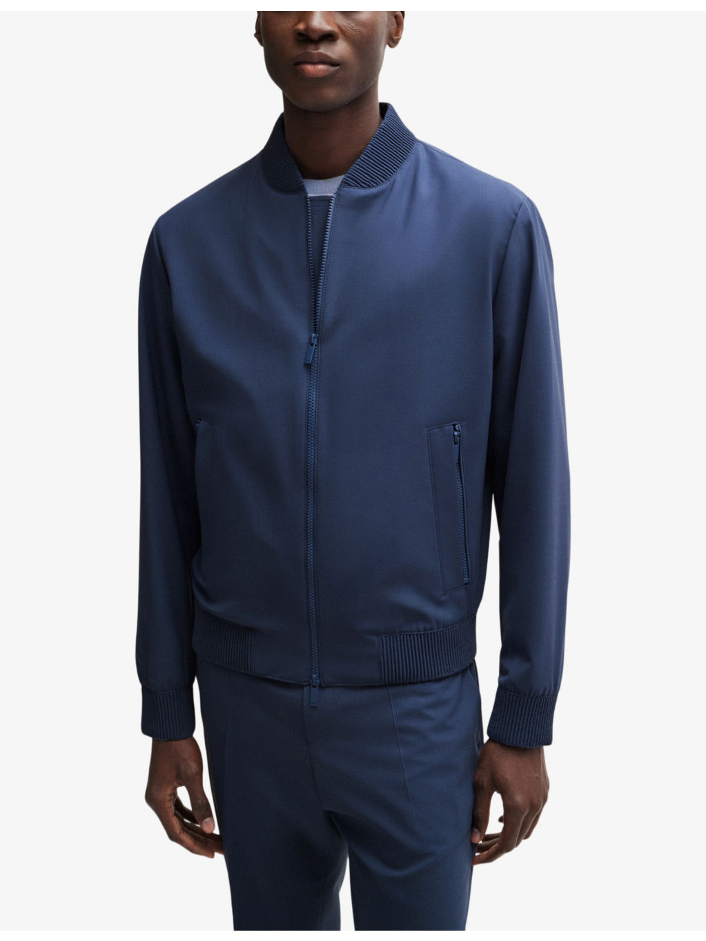 Stand-collar slim-fit virgin wool-blend jacket - 3