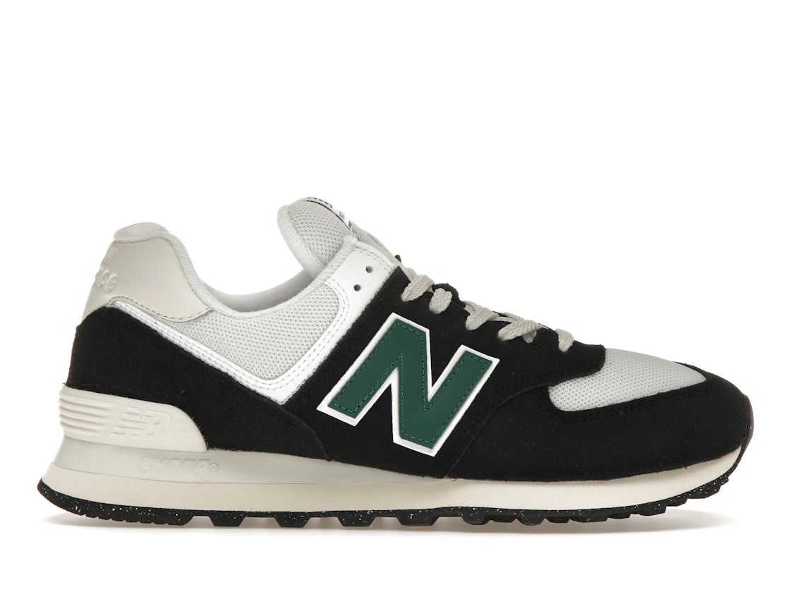 New Balance 574 Black White Marsh Green - 1