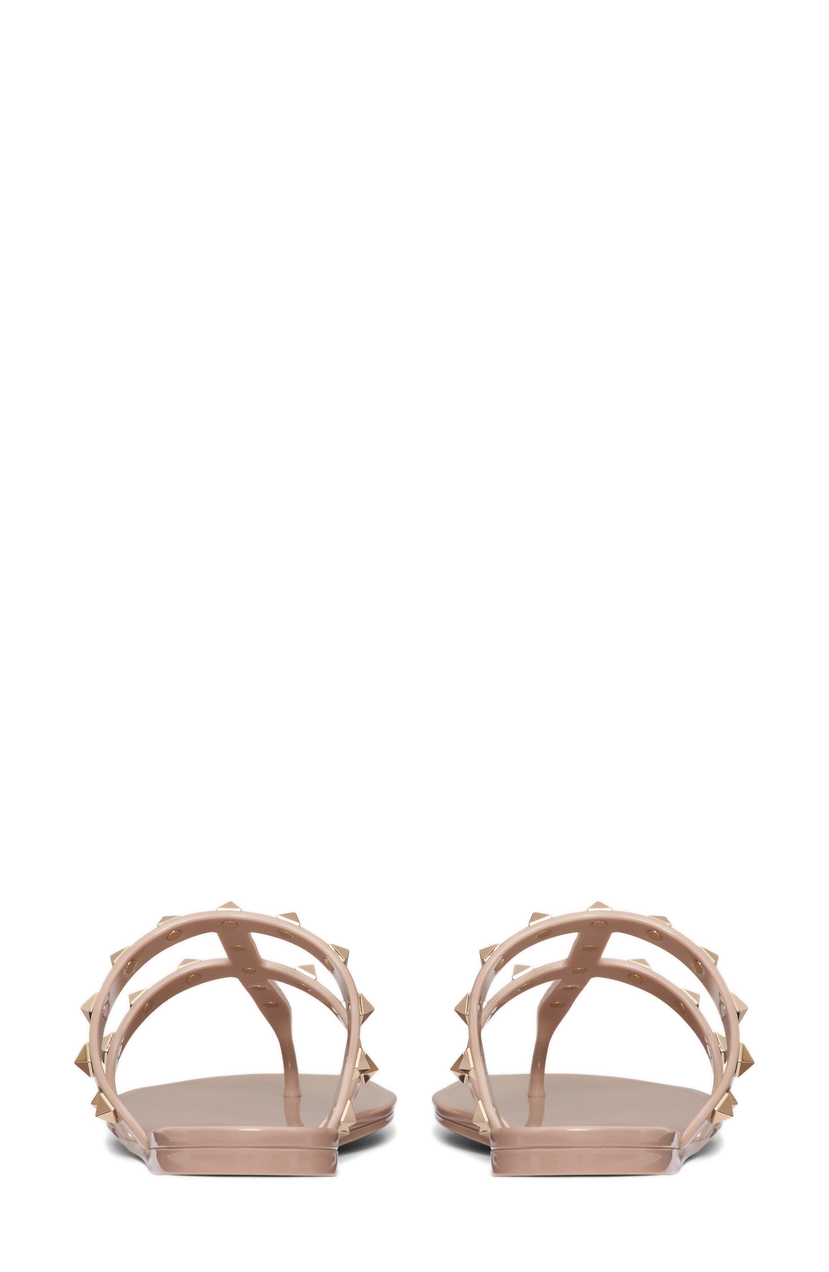 Valentino Garavani Rockstud T-Strap Flat Sandal in Poudre at Nordstrom - 2