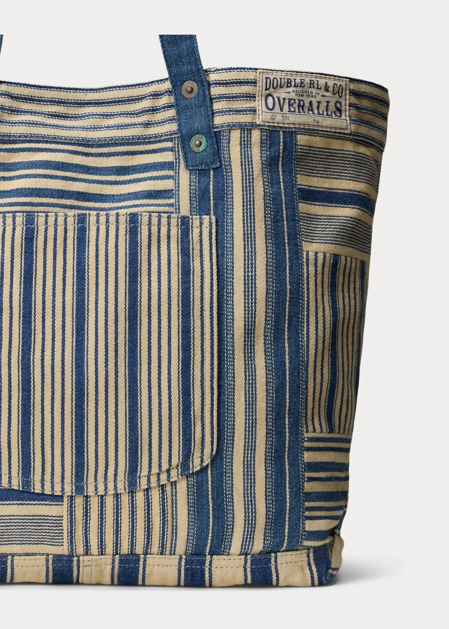 Indigo Striped Patchwork Tote - 5