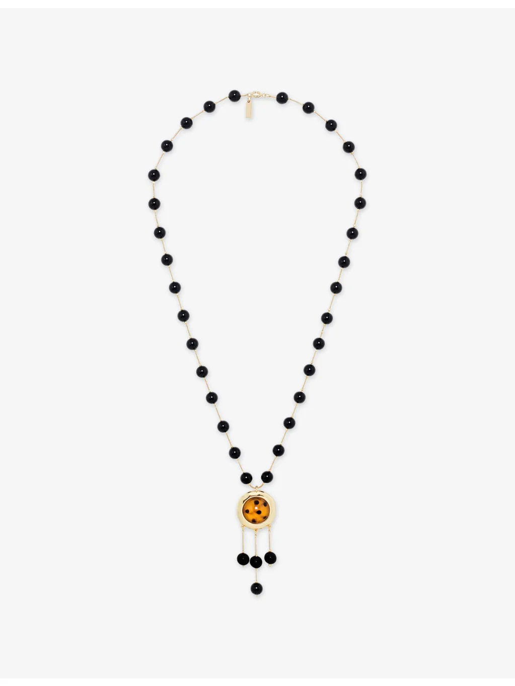 Beaded Brass Pendant Necklace - 1