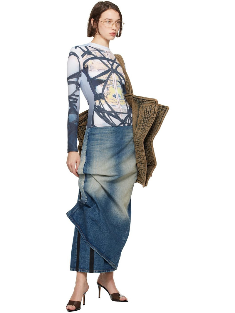 Y/Project Blue Velcro Denim Midi Skirt outlook
