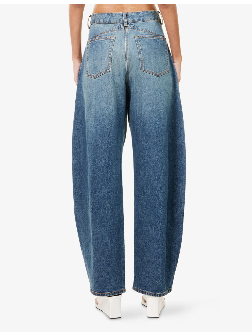 Barrel-Leg Round Denim Jeans - 4