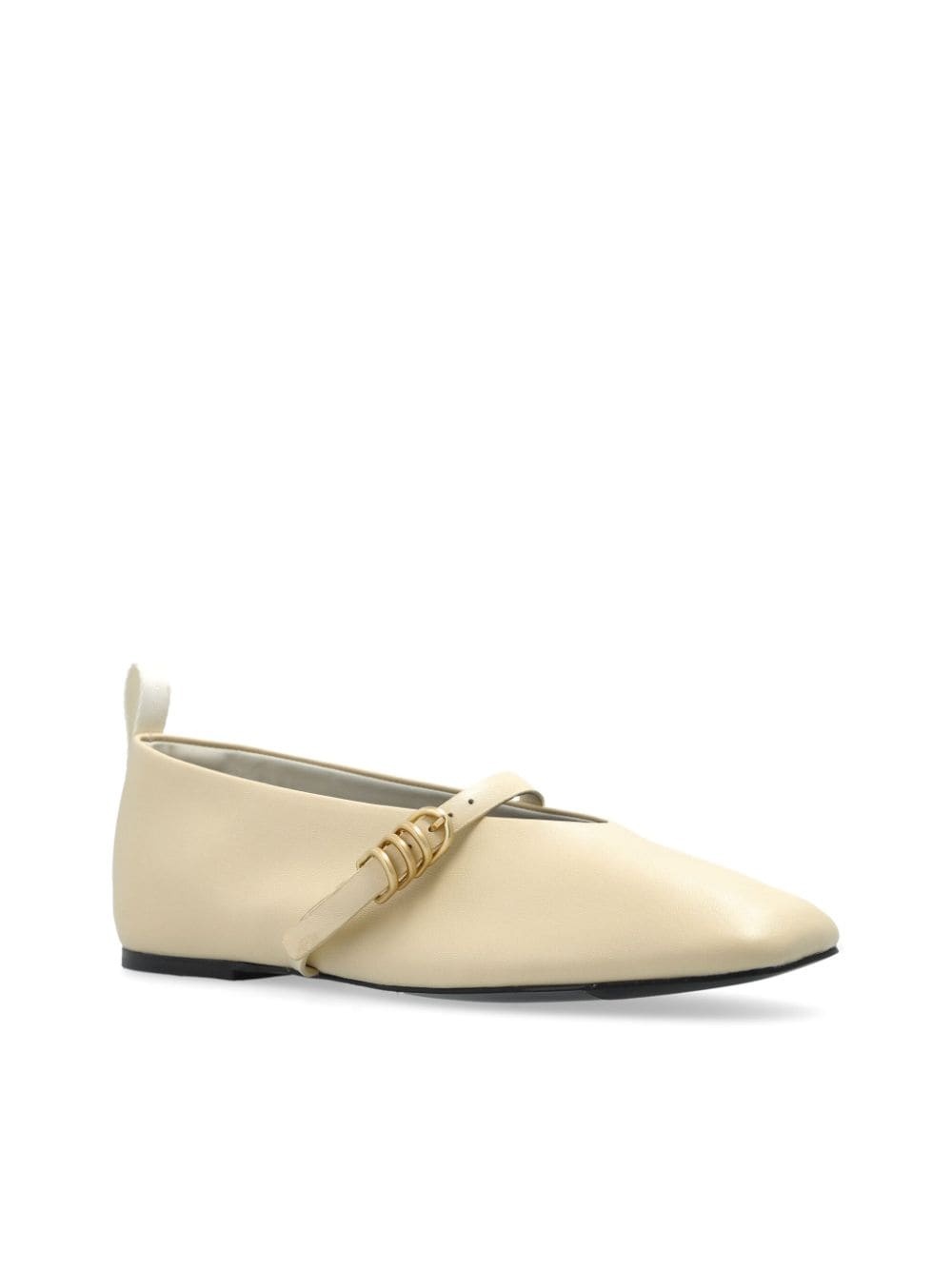 square-toe leather ballerina shoes - 4