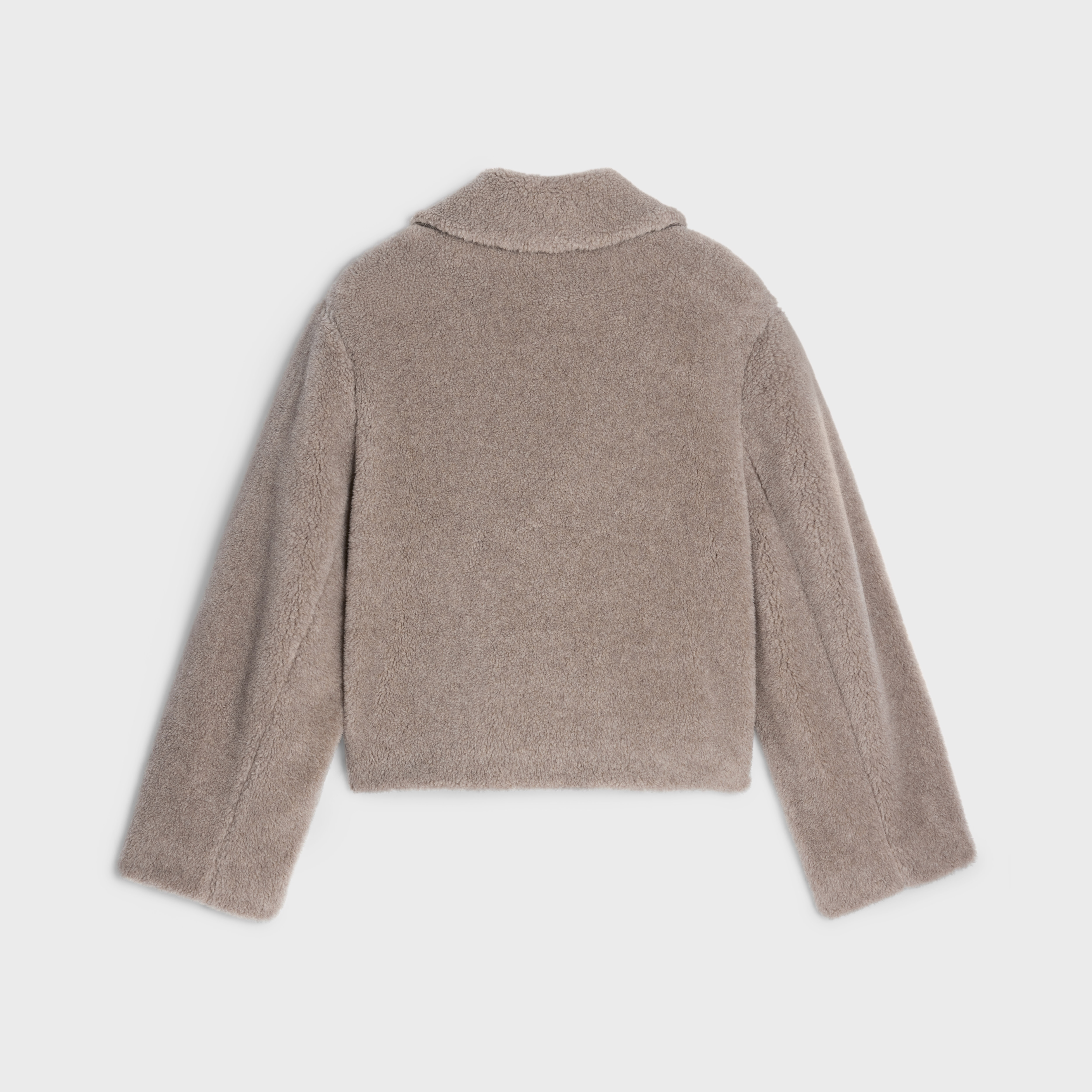Cropped peacoat in fur-effect silk wool - 2
