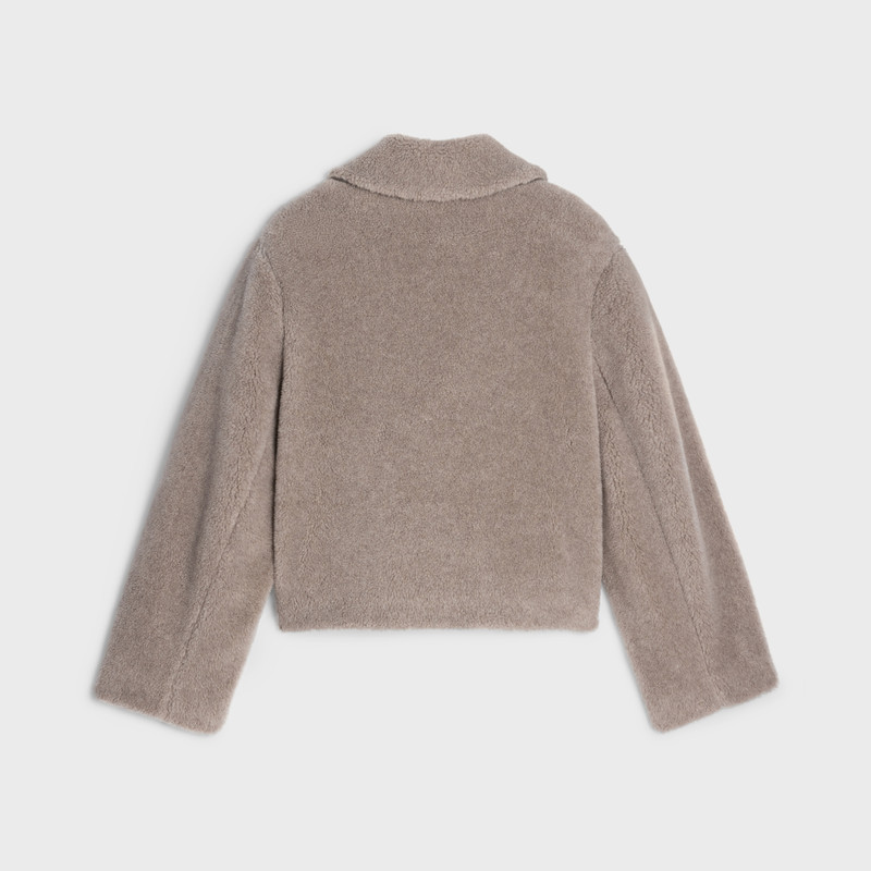 CELINE Cropped peacoat in fur-effect silk wool outlook