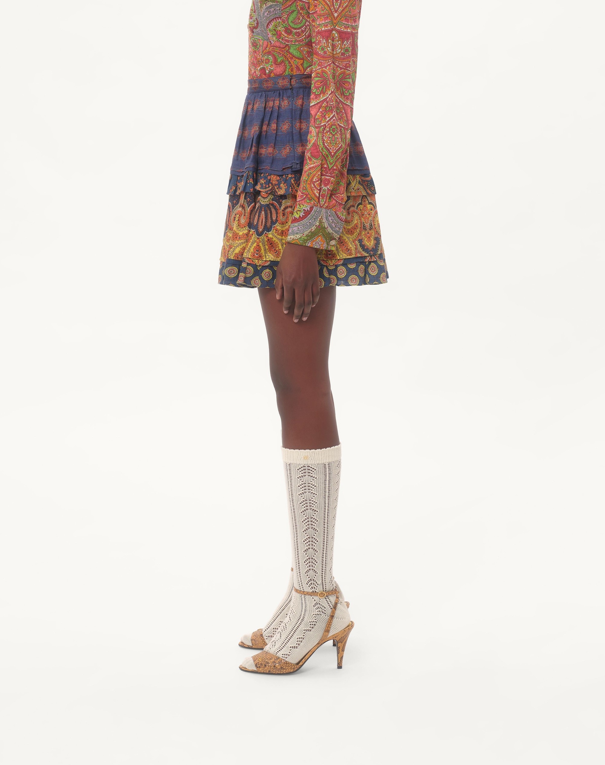 SKIRT IN LINO PAISLEY MEDAGLIONI VOYAGE IMAGINAIRE - 5