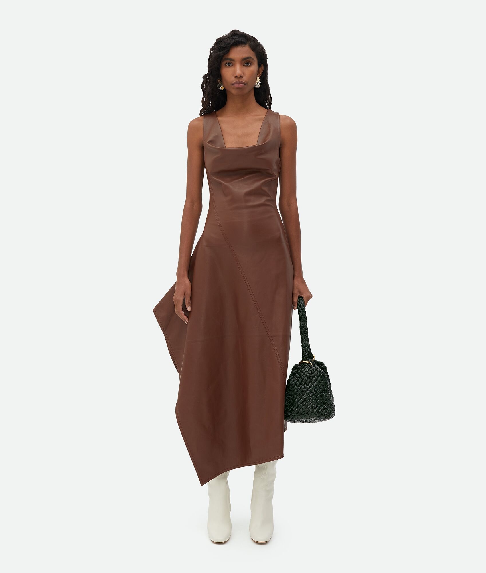 Leather Asymmetric Midi Dress - 4