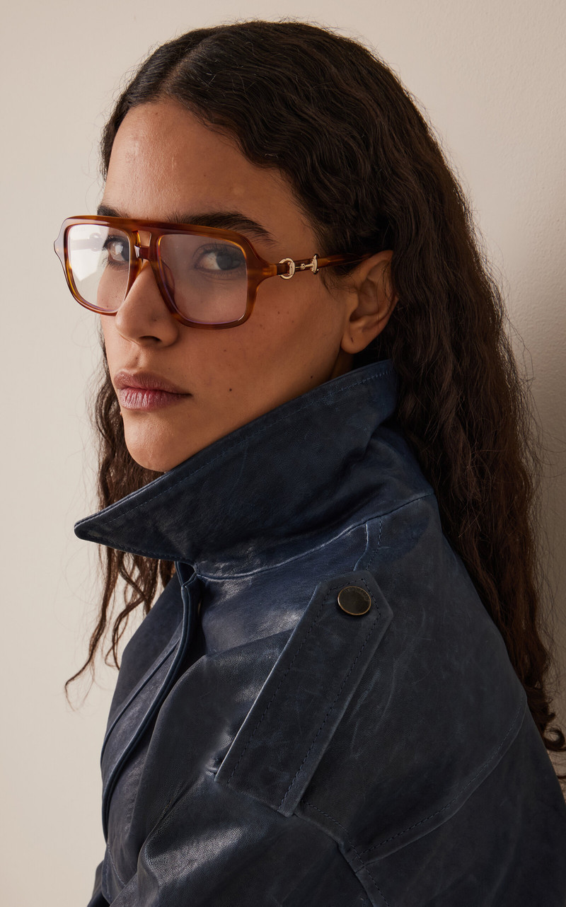 GUCCI Square-Frame Acetate Glasses brown outlook