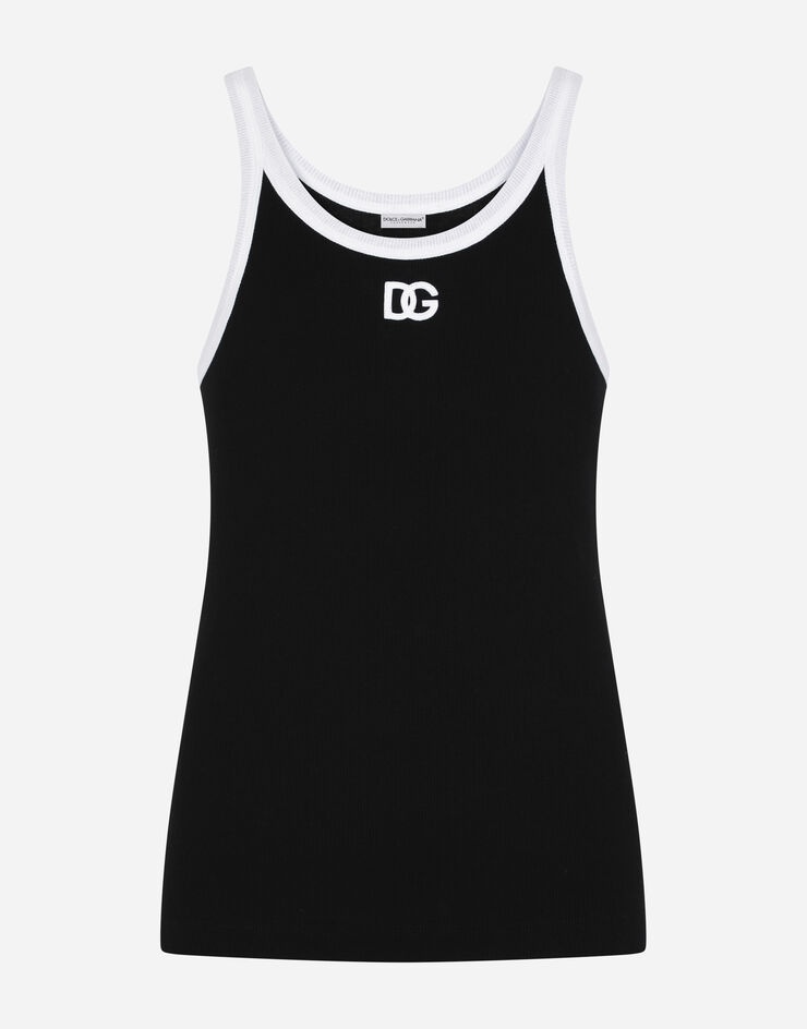 Fine-rib cotton singlet with DG patch - 1