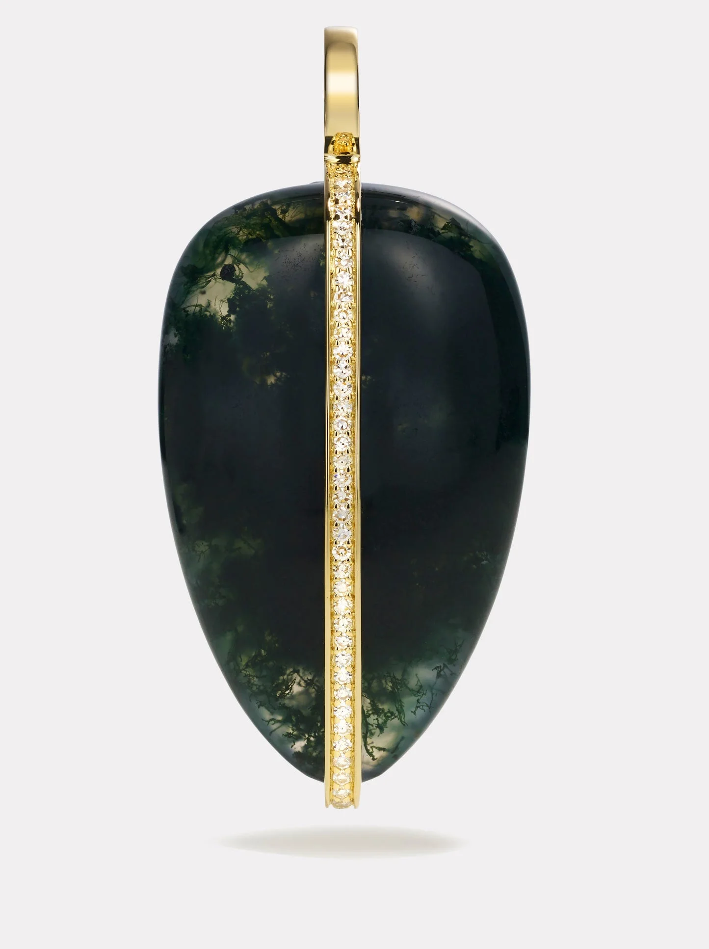 XL Diamond Pebble Pendant | Moss Agate - 1