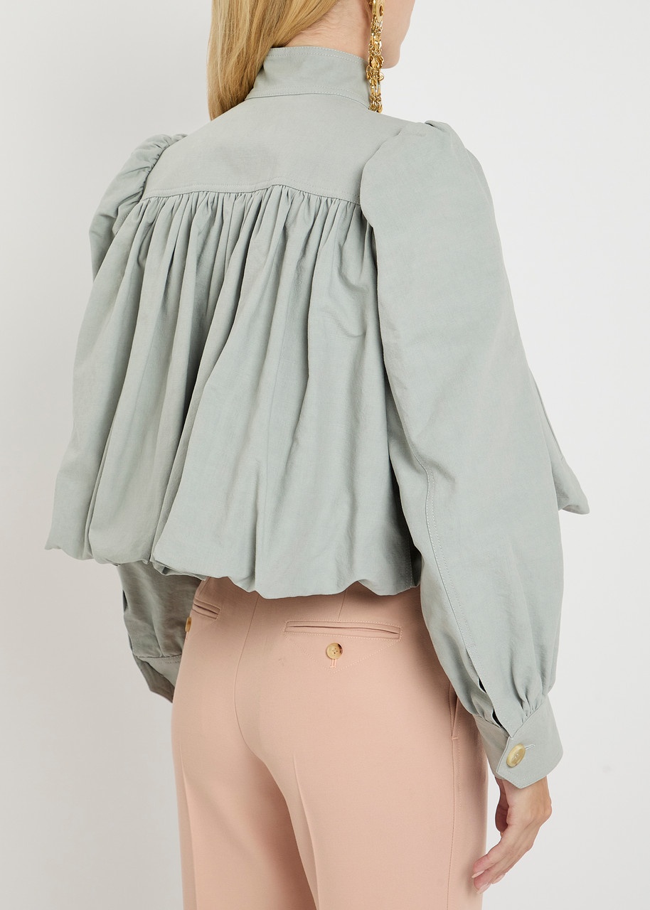 Chloe Pleated Canvas Crop Jacket - 3