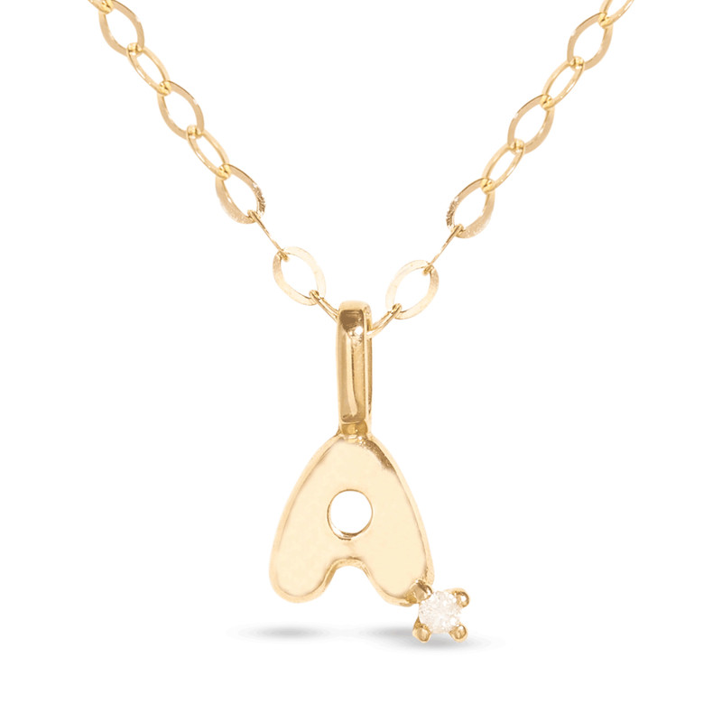 Tiny Bubble Tea Initial With Diamond Necklace 3