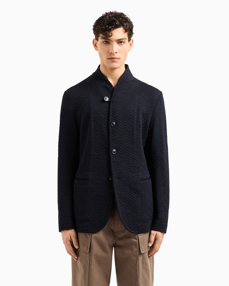 GURU COLLAR JACKET IN CHEVRON MOTIF JERSEY KNIT 2
