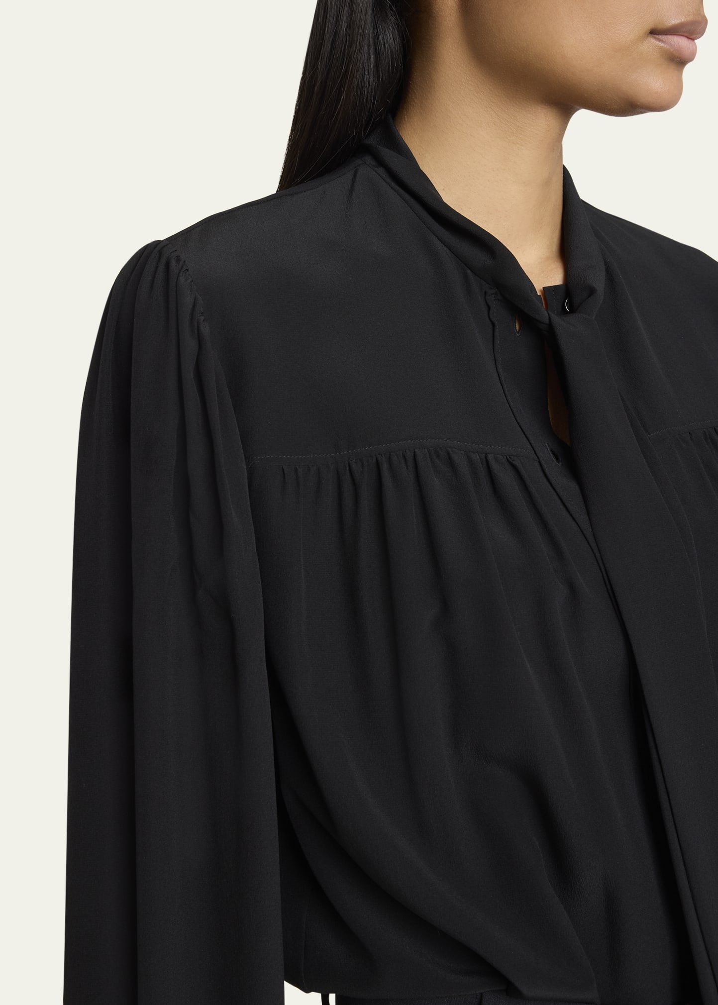 Organic Silk Crepe De Chine Neck-Scarf Blouse - 5
