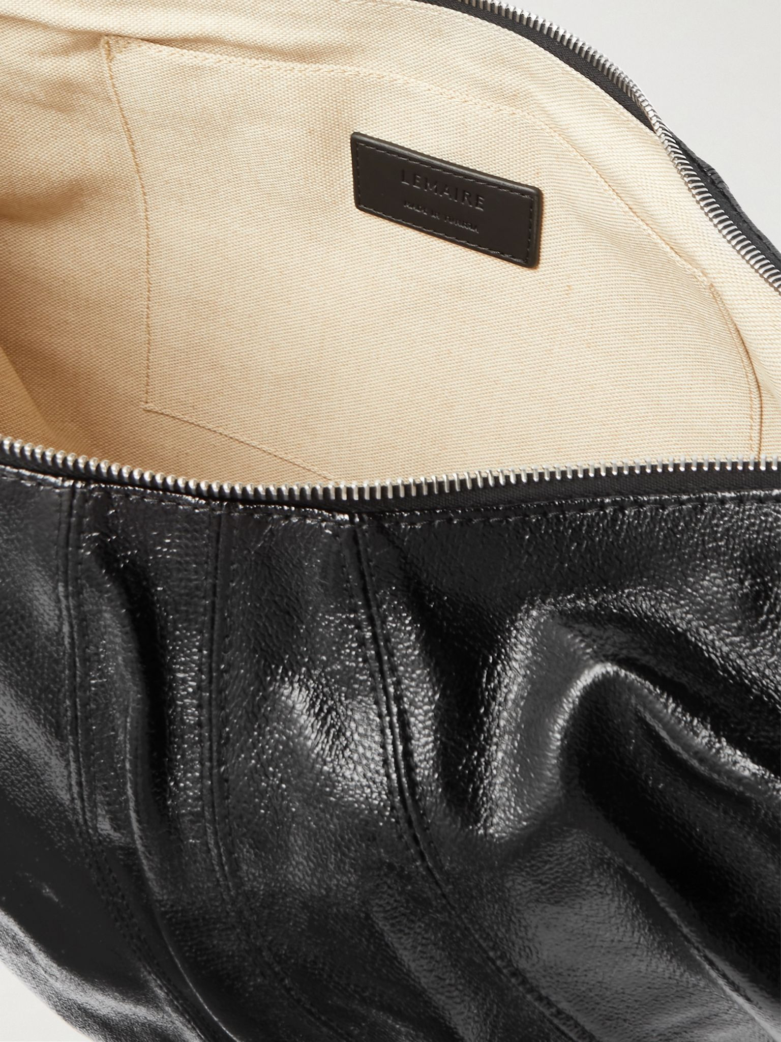 Croissant Large Coated-Cotton Messenger Bag Black - 5