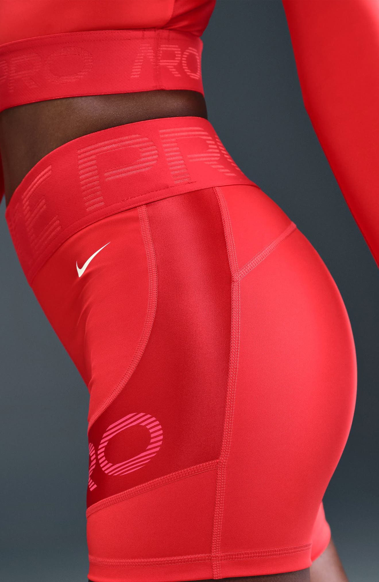 Nike Pro Sculpt Dri-FIT High Waist Bike Shorts in Lt Crimson/Ember Glow/White at Nordstrom - 7