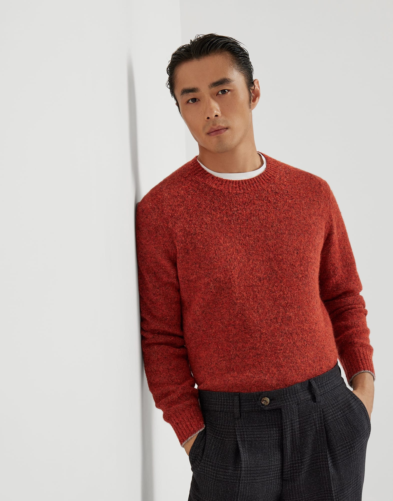 Flecked alpaca, wool, silk and cotton sweater - 4