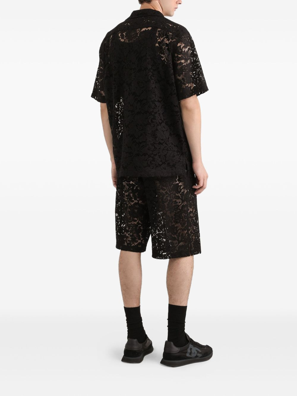 lace-patterned drawstring shorts - 3