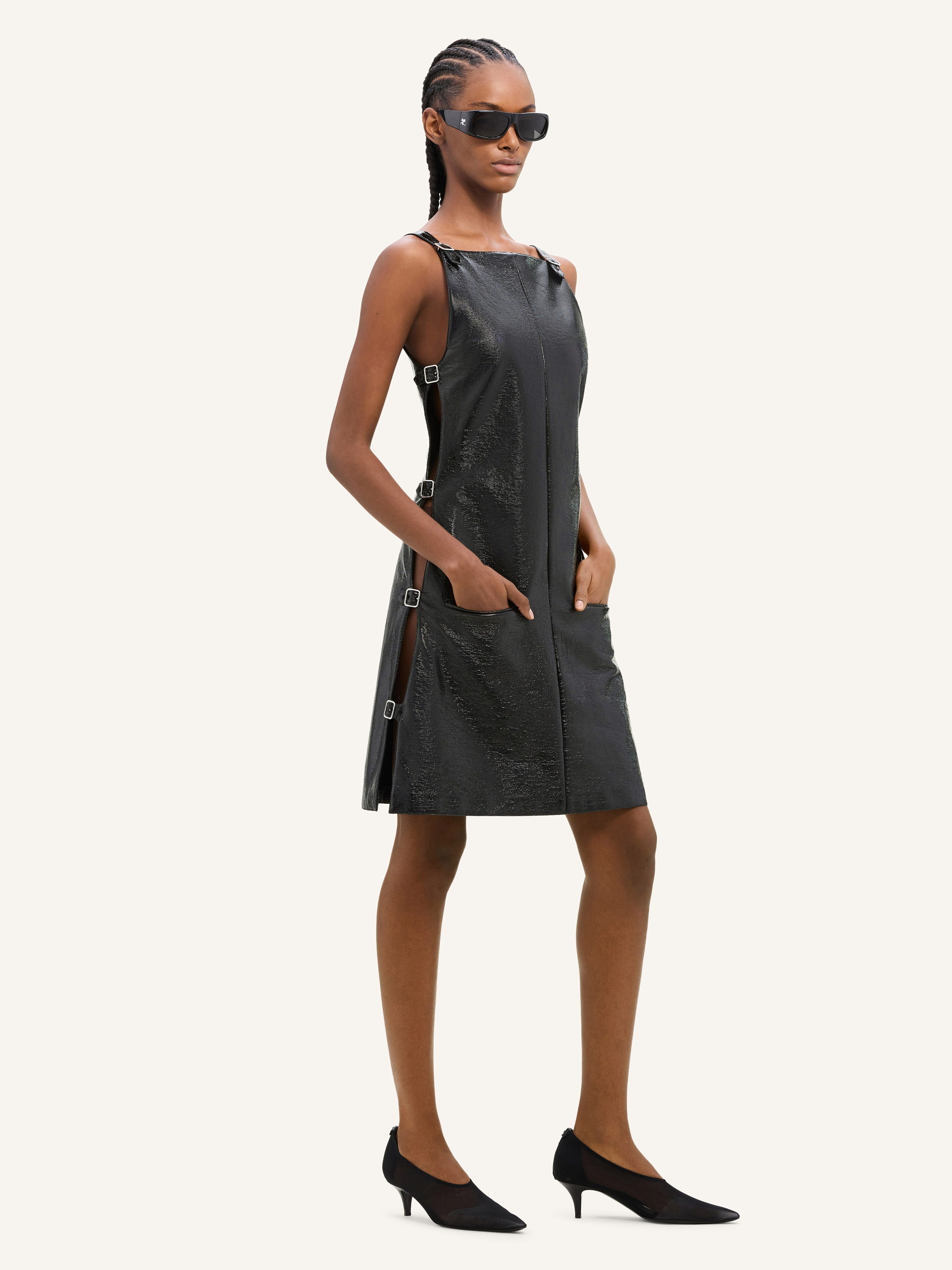 MULTI-BUCKLE VINYL DRESS - 3