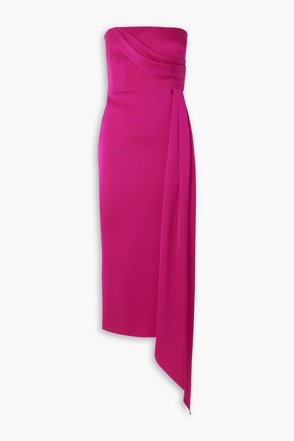 Strapless draped satin-crepe midi dress - 1