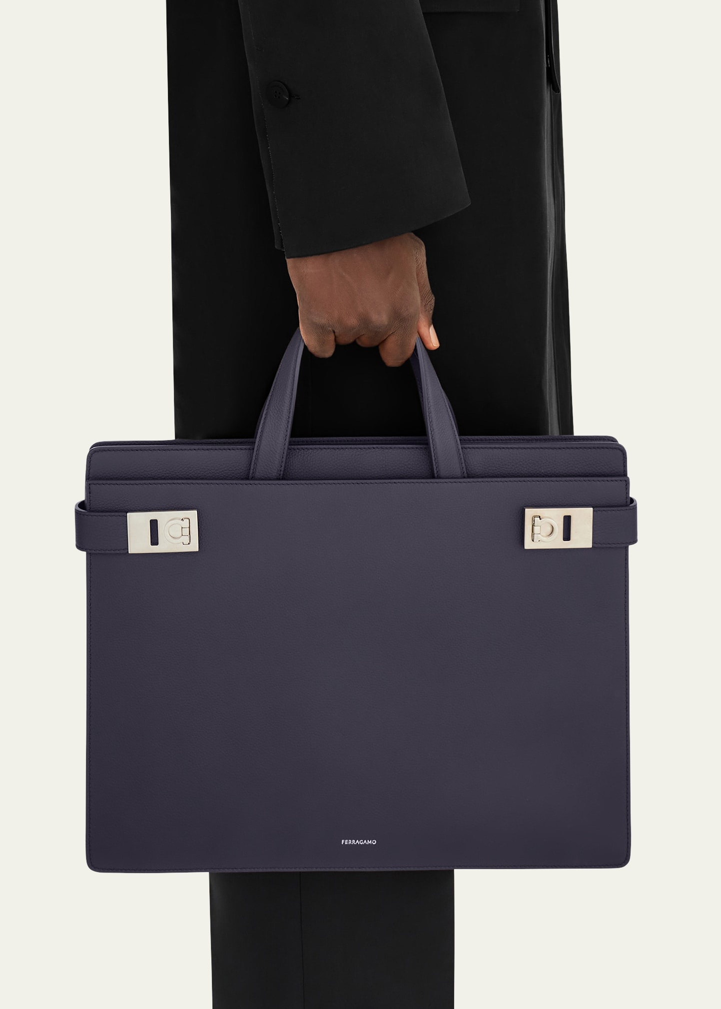 Men's Briefcase with Gancini Buckles - 2