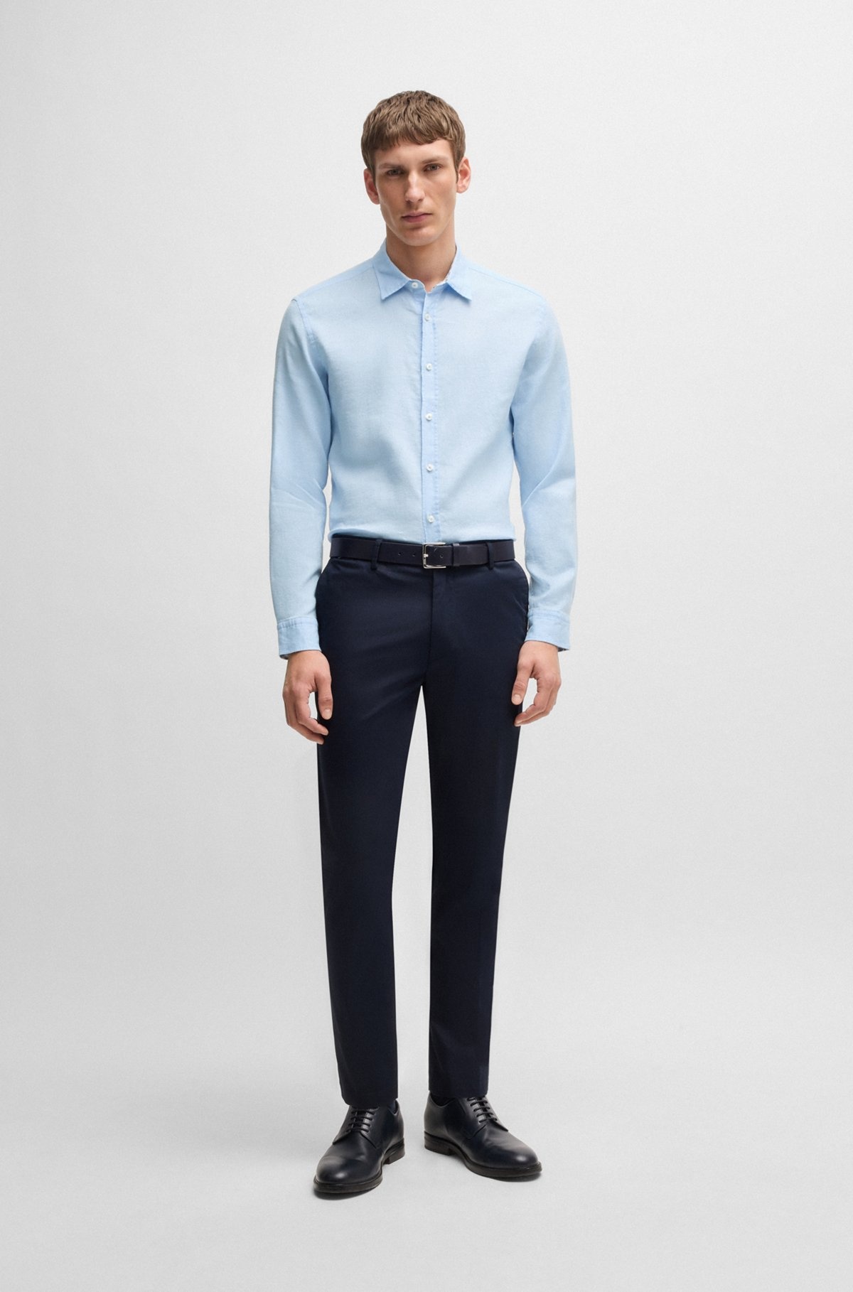 SLIM-FIT SHIRT IN STRETCH LINEN - 4