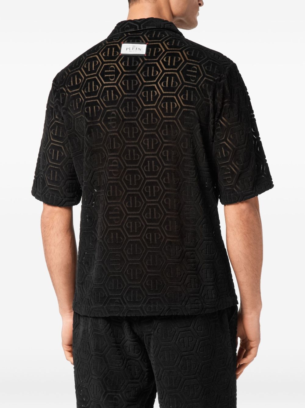 hexagon-patterned short-sleeve shirt - 4