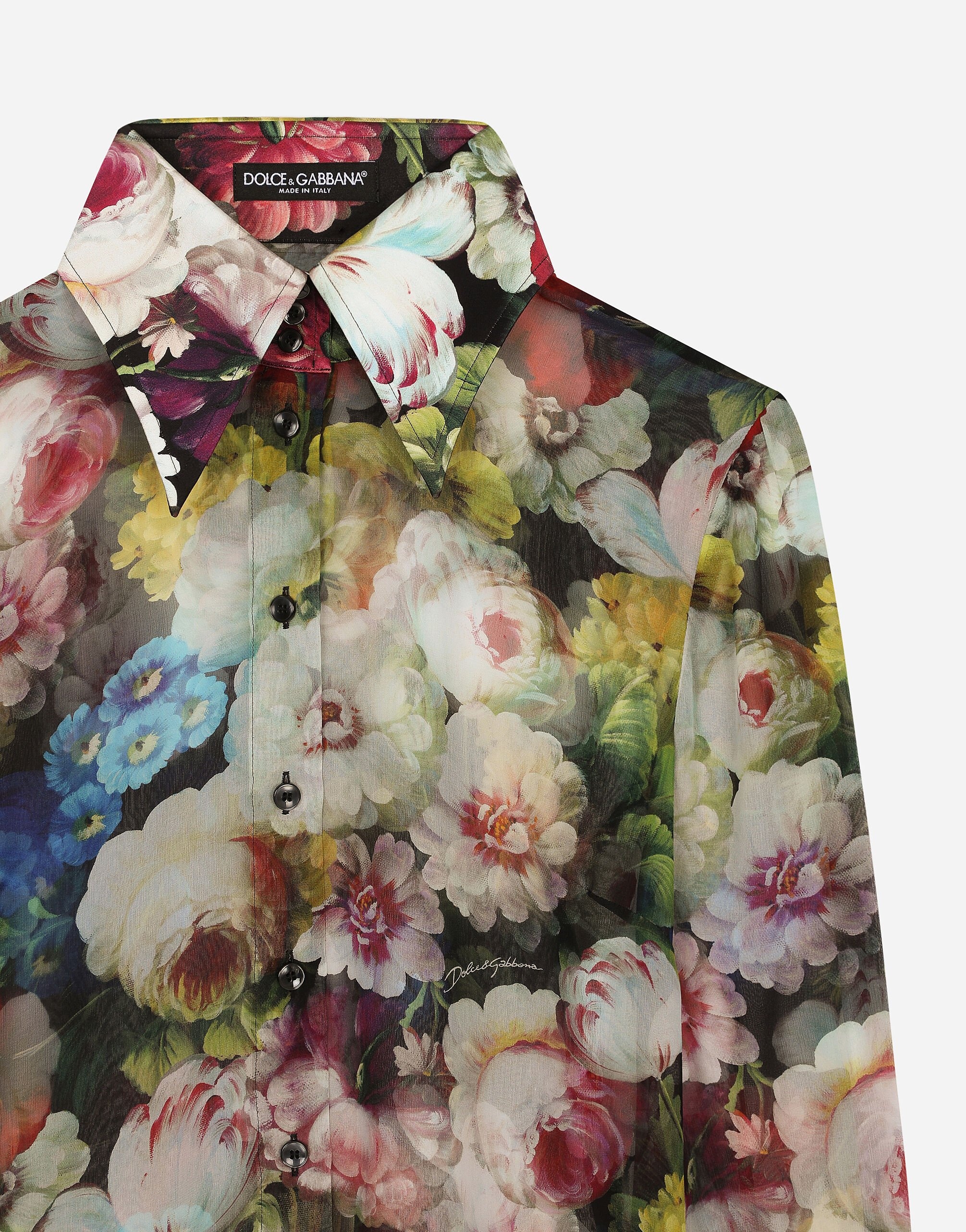 Chiffon shirt with nocturnal flower print - 3