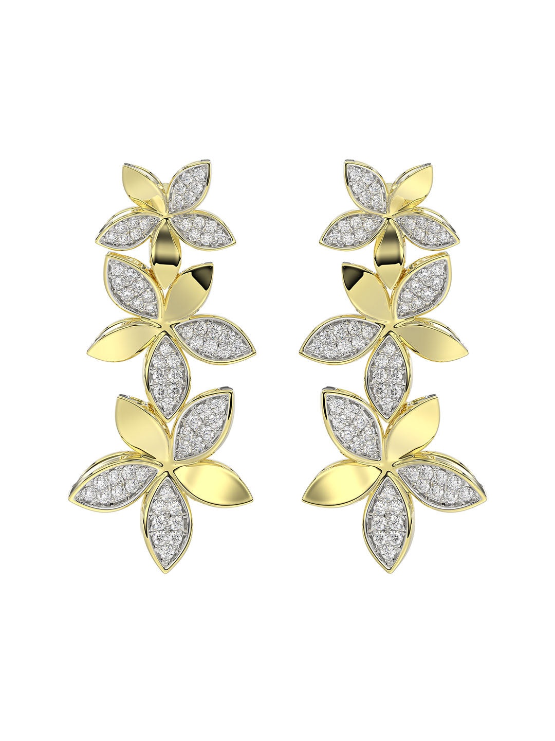 WILD FLOWER YELLOW GOLD EARRINGS - 1