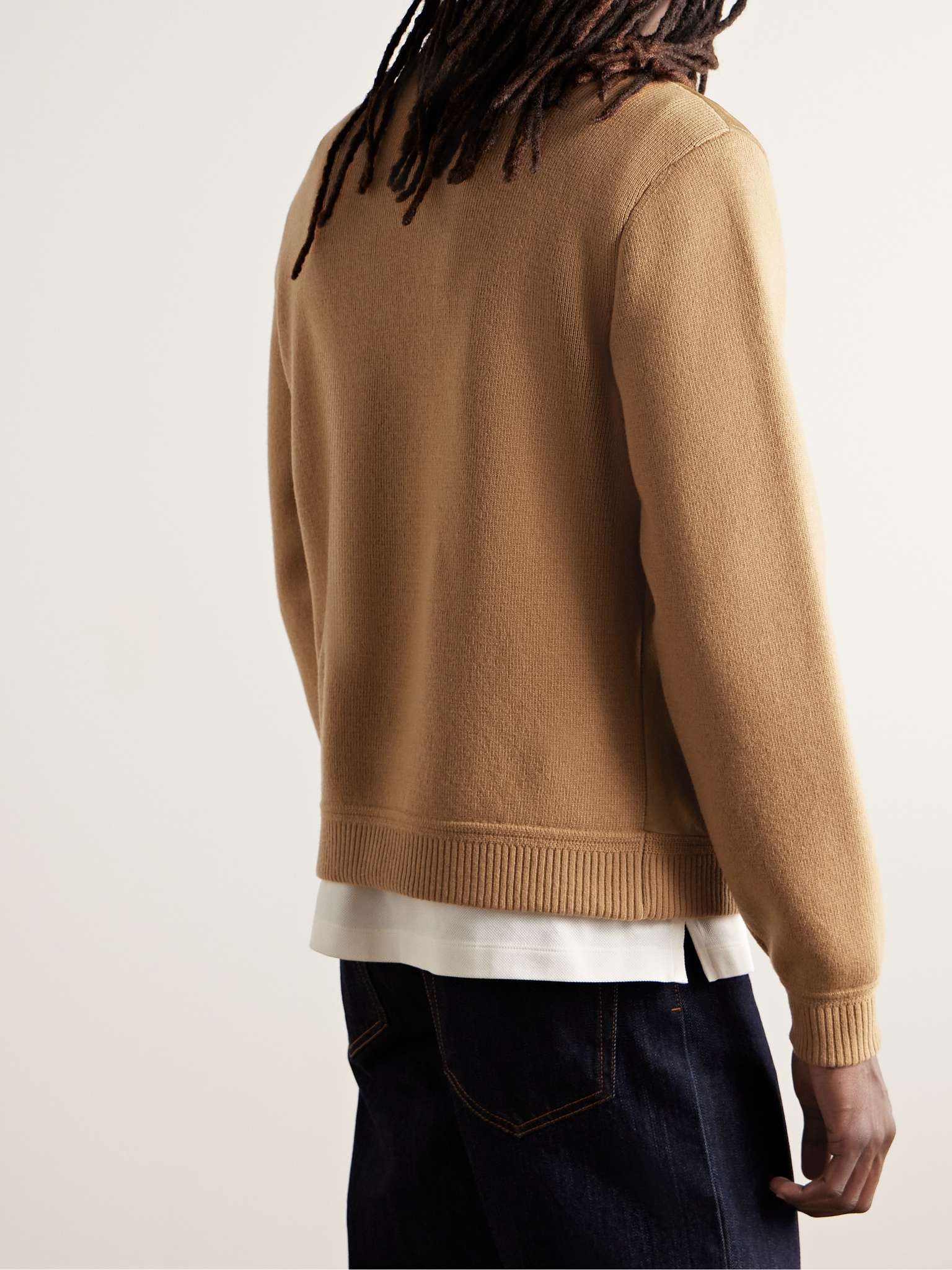 Webbing-Trimmed Suede and Wool Jacket - 4