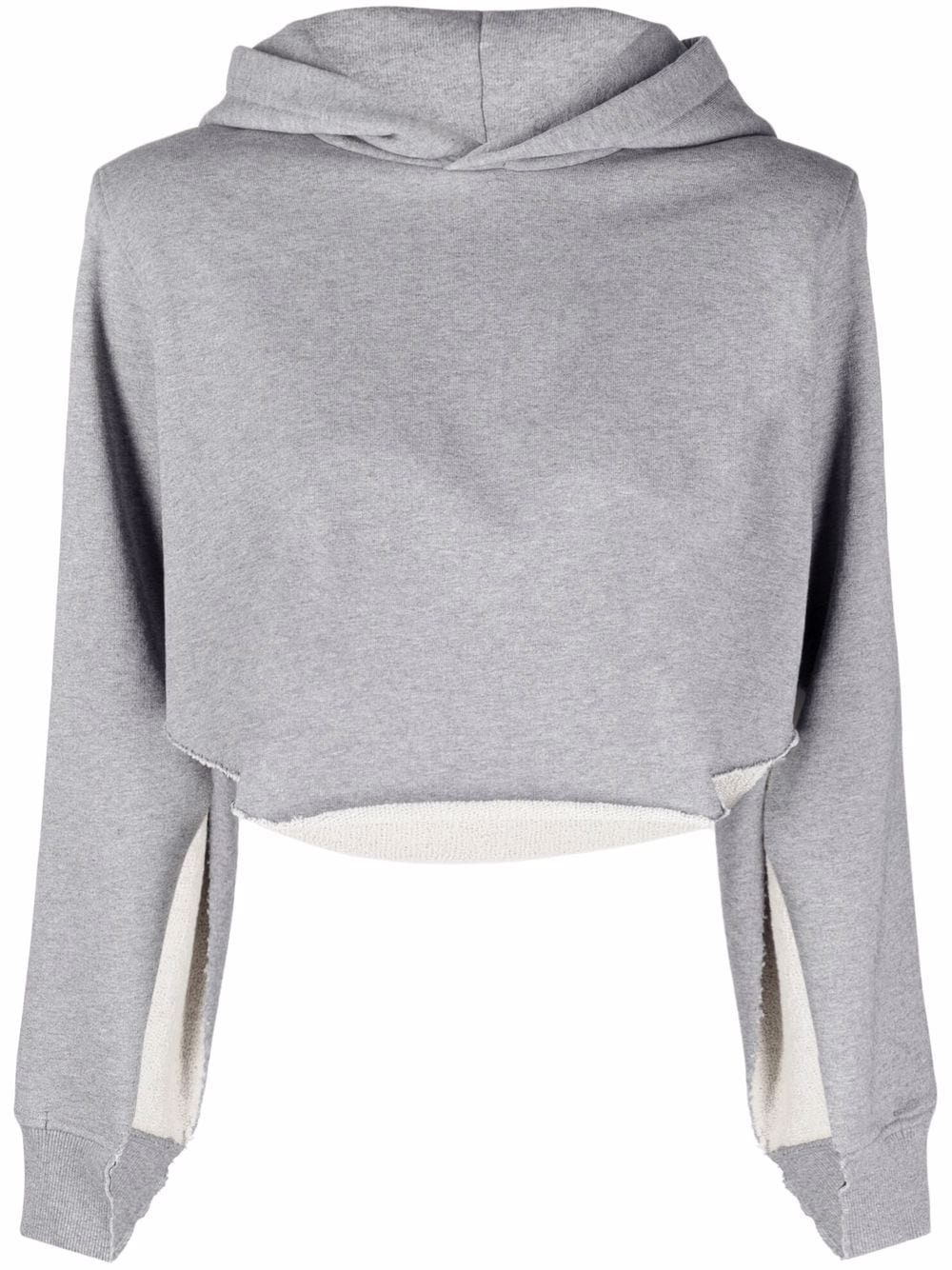 cut-out sleeve cropped hoodie - 1