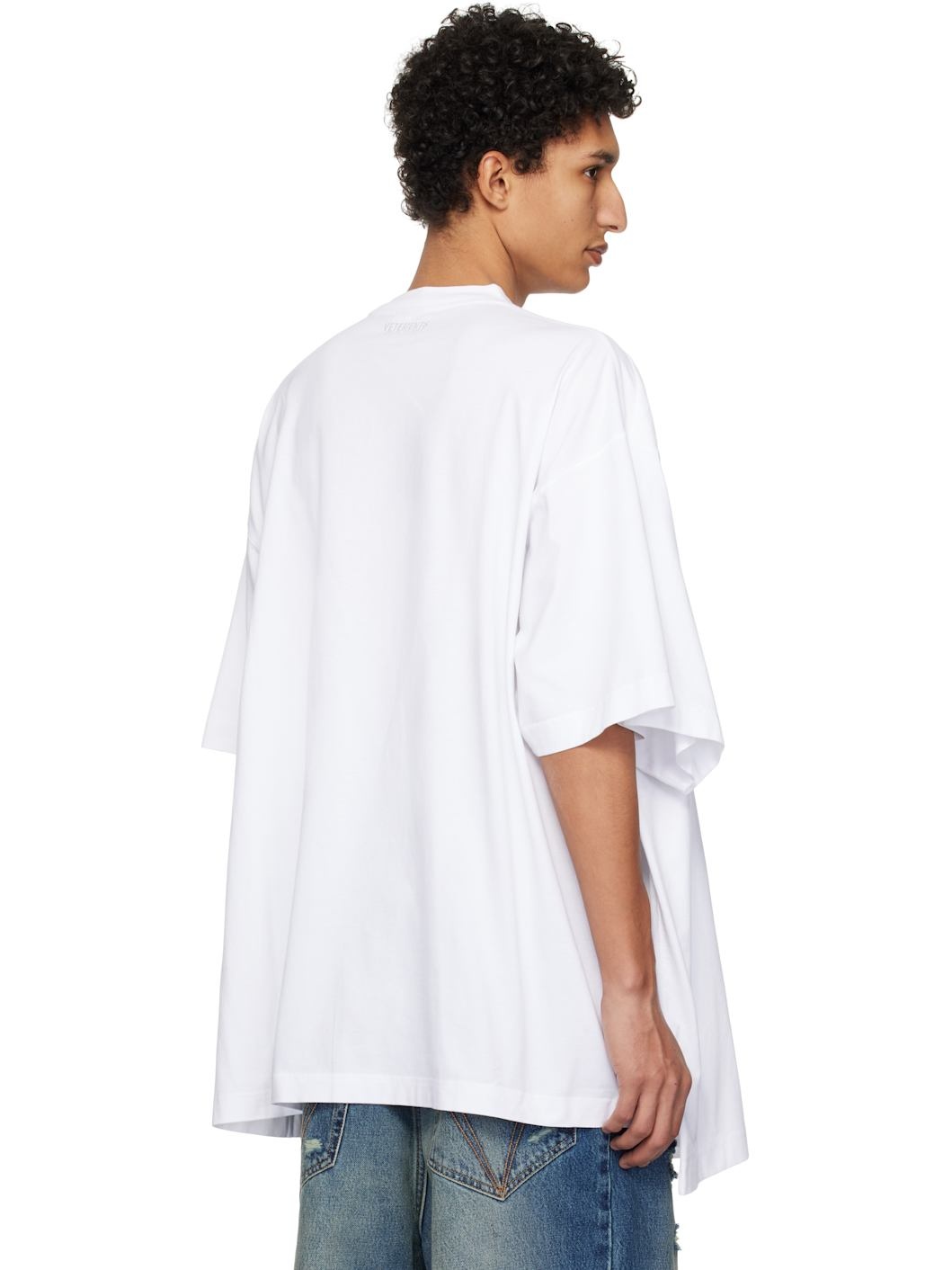 White Merged Double Oversized T-shirt - 3