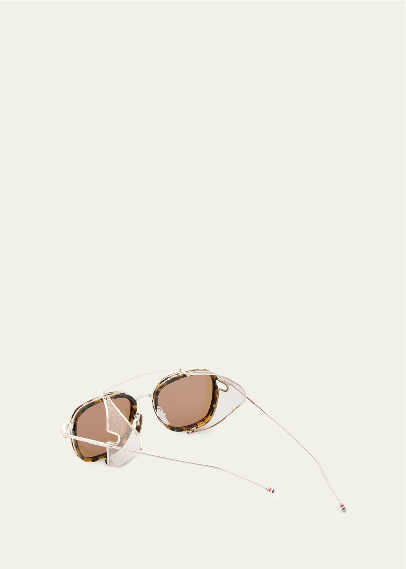 Thom Browne Men's Acetate and Titanium Rectangle Sunglasses with Side Shields outlook