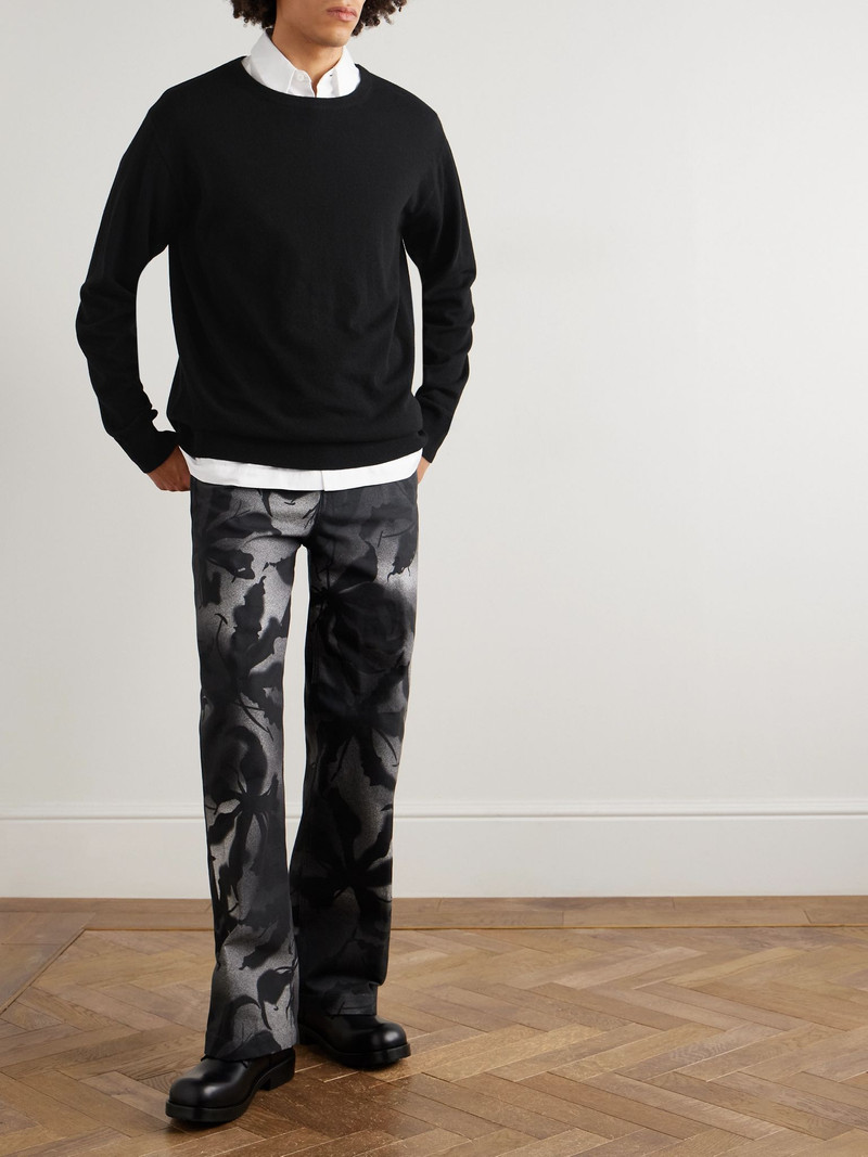 Dries Van Noten Straight-Leg Floral-Print Cotton Trousers Black outlook