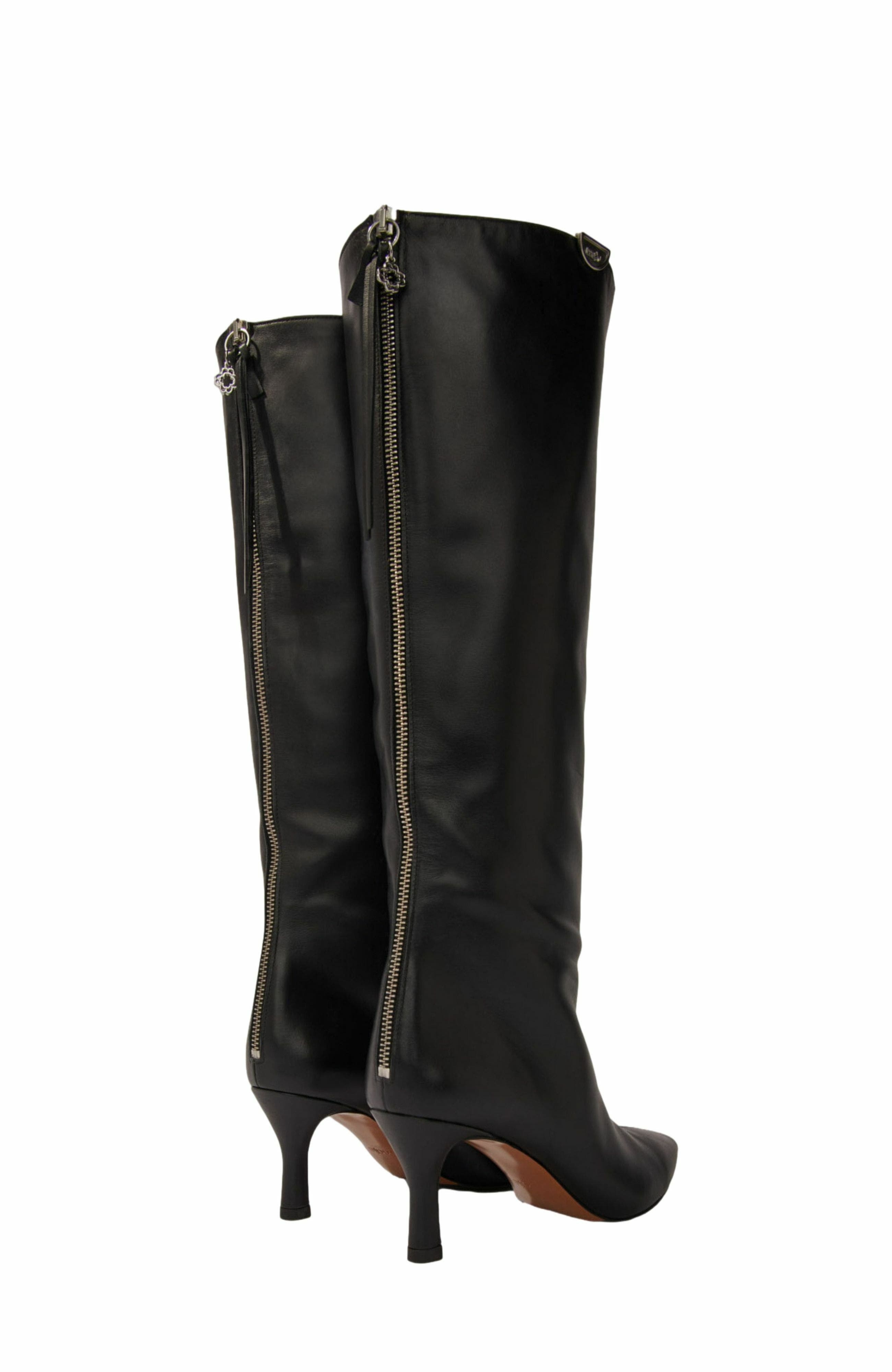 maje Pointed-toe leather boots in Black at Nordstrom - 4