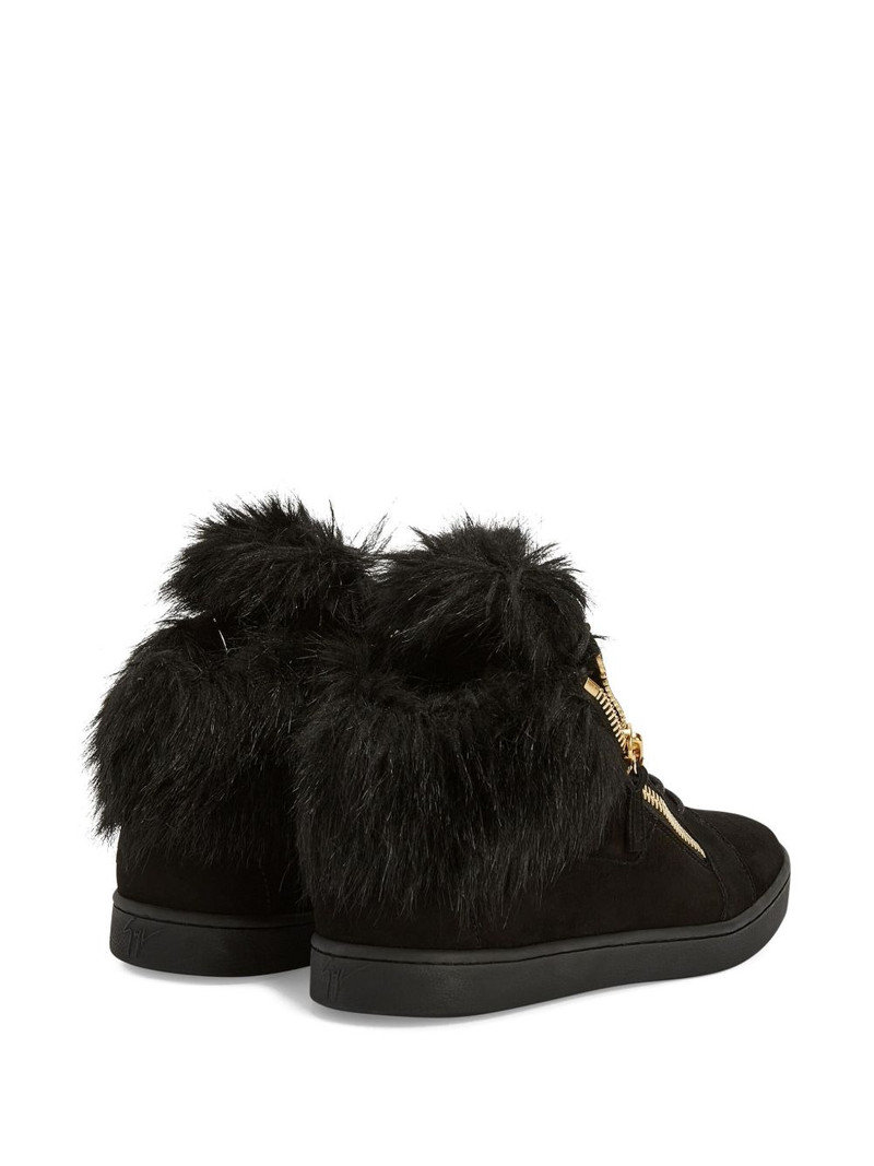 Kriss fur-trimmed zip-up sneakers 3