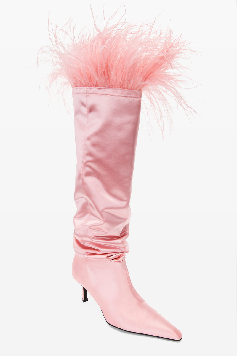 VIOLA 65 FEATHER SLOUCH BOOT IN SATIN 4