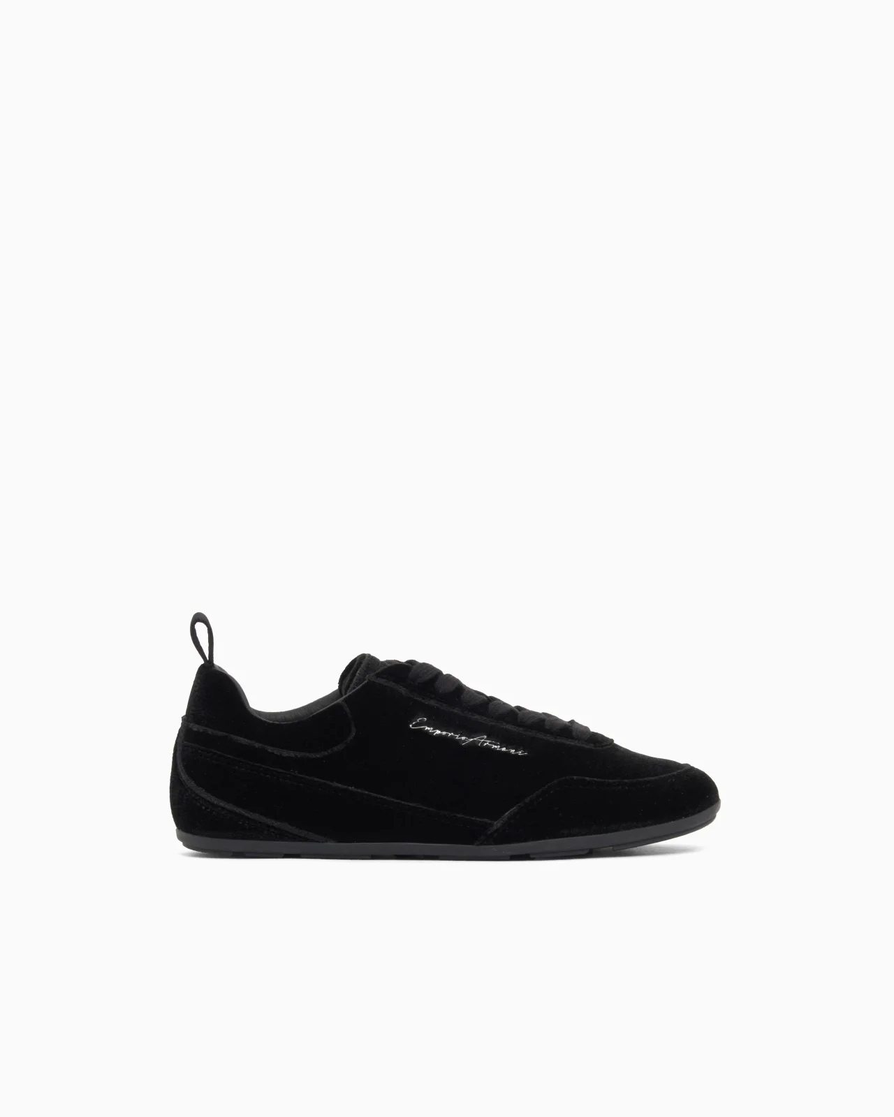 VELVET LOW-TOP SNEAKERS WITH AN EMBROIDERED SIDE LOGO - 1