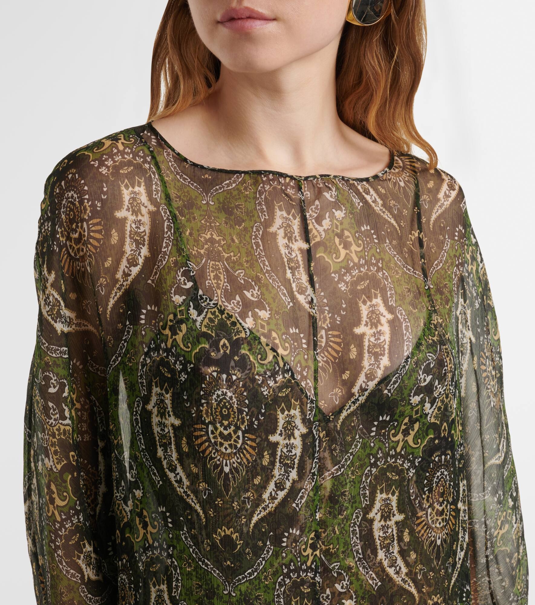 Paisley silk crépon maxi dress - 4