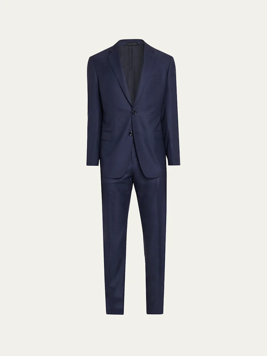 Men's Soft Line Textured Wool Two-Piece Suit - 1