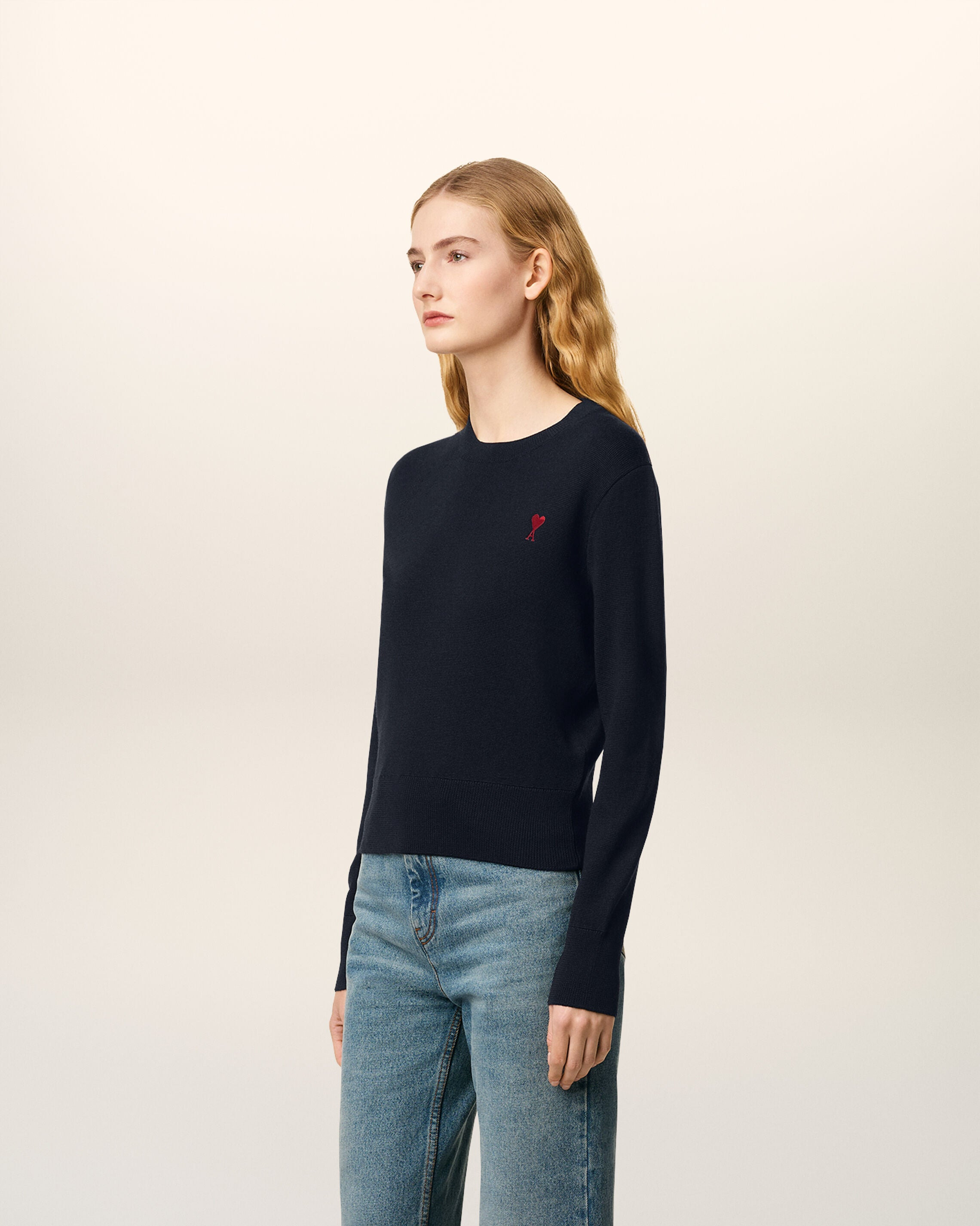 BLUE WOOL AMI DE COEUR CREWNECK SWEATER - 5